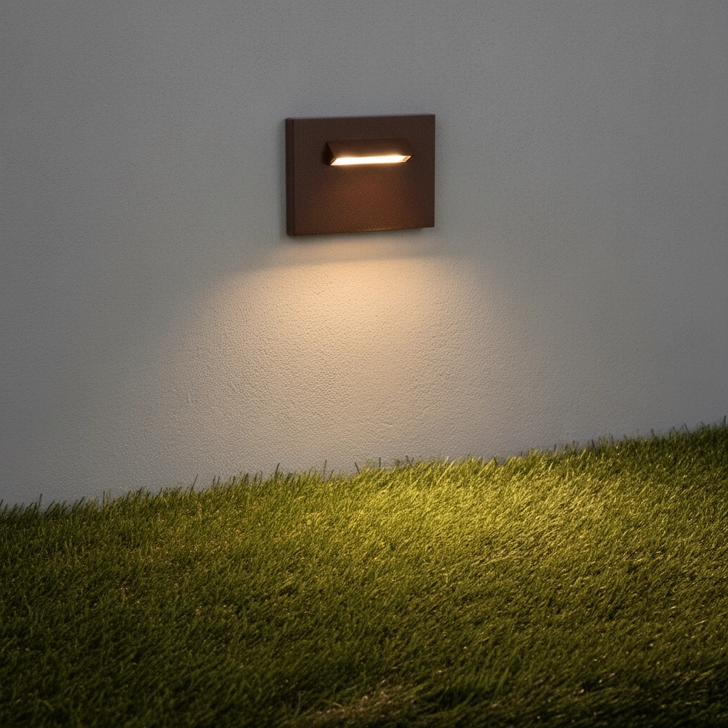Recessed light Recto for wall rust brown