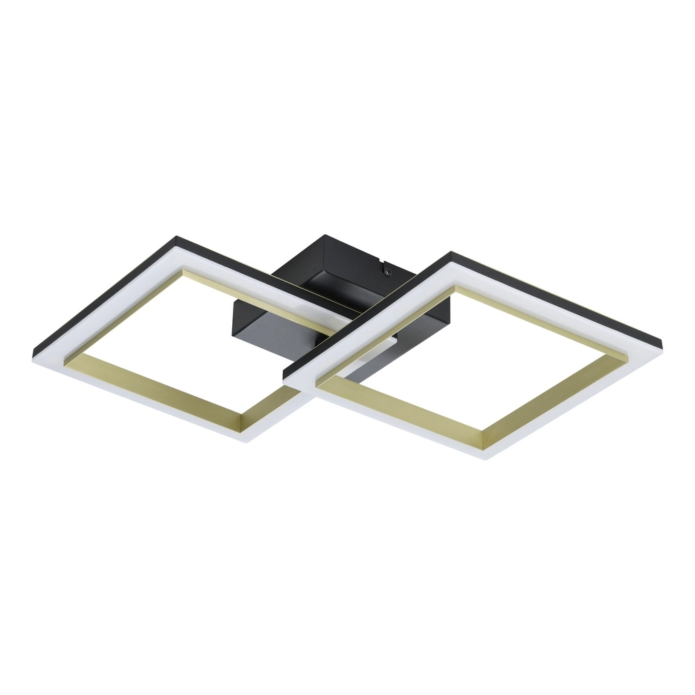Smart ceiling light Calliera 53cm - black with gold - square