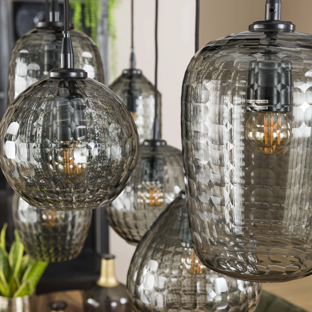 7-light pendant lamp Hexagon Smoke glasses Lyora 8716803511163