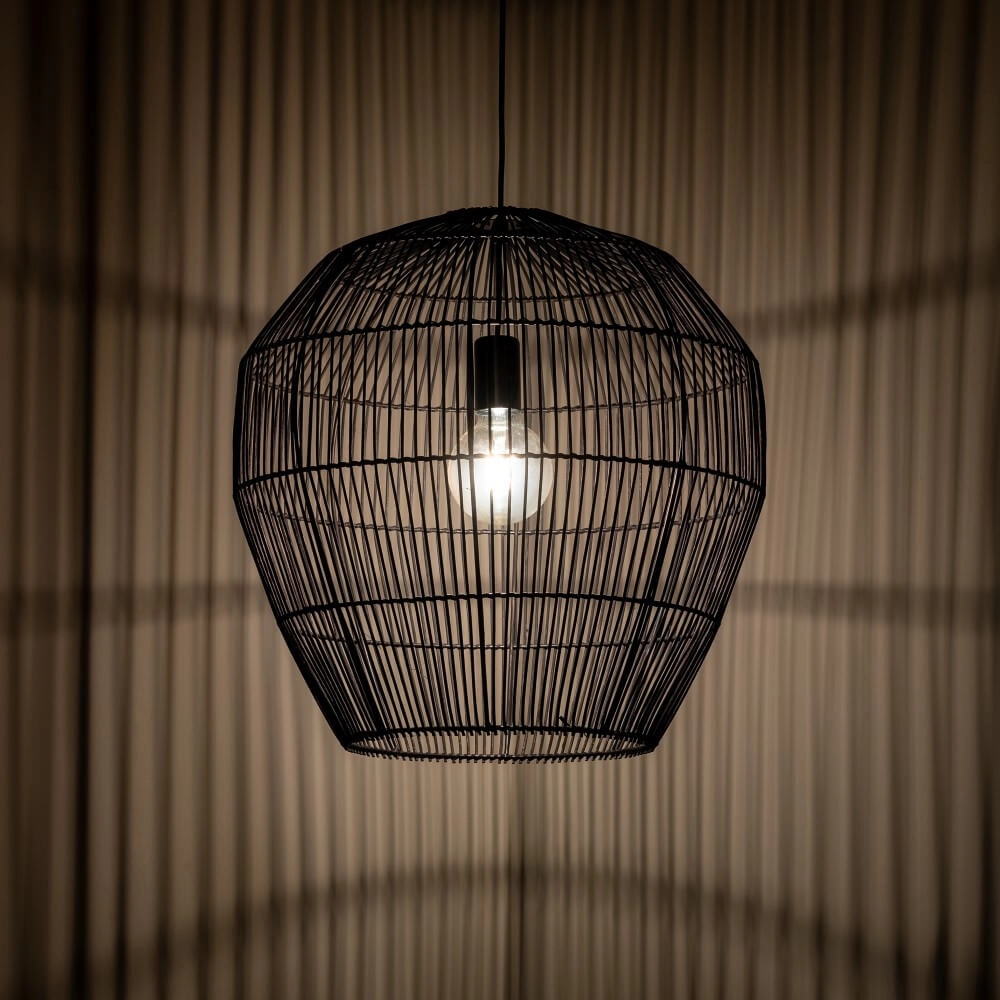 Rattan pendant lamp Haiti M Ø 50cm black Lyora 5903139111676