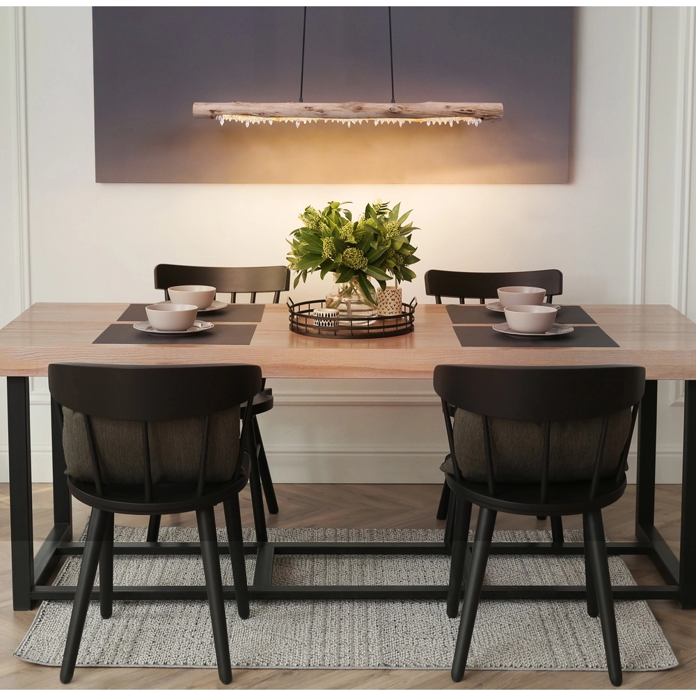 Dining table pendant lamp Felicitas black with wood Globo 9007371392889