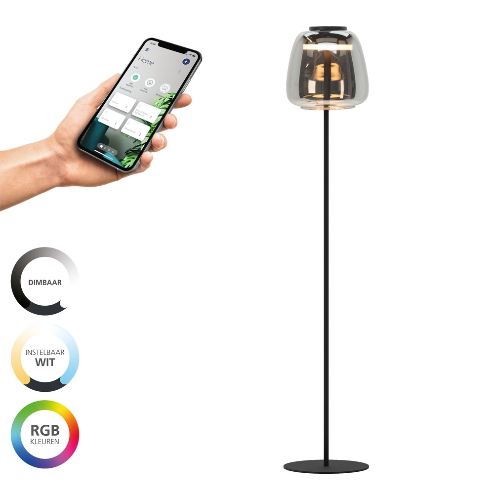 Floor lamp Alfero-Z Smoke Glass - App Control