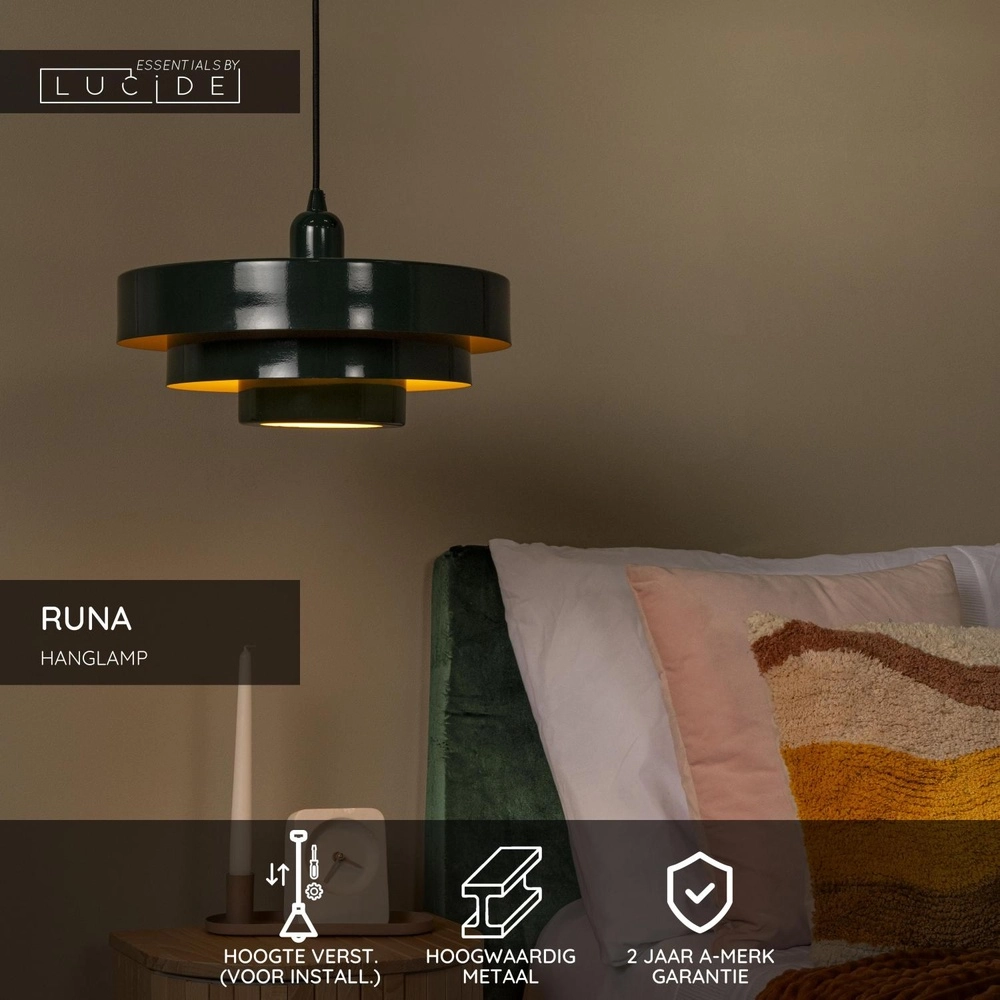 Design pendant lamp Runa green Ø 35cm Lucide 5411212212214