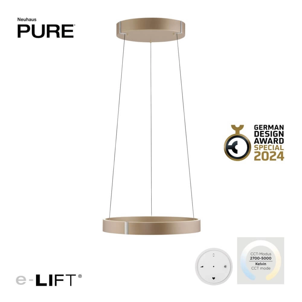 Round hanging lamp Pure E-Clipse bronze Ø 50cm Paul Neuhaus 4012248386408