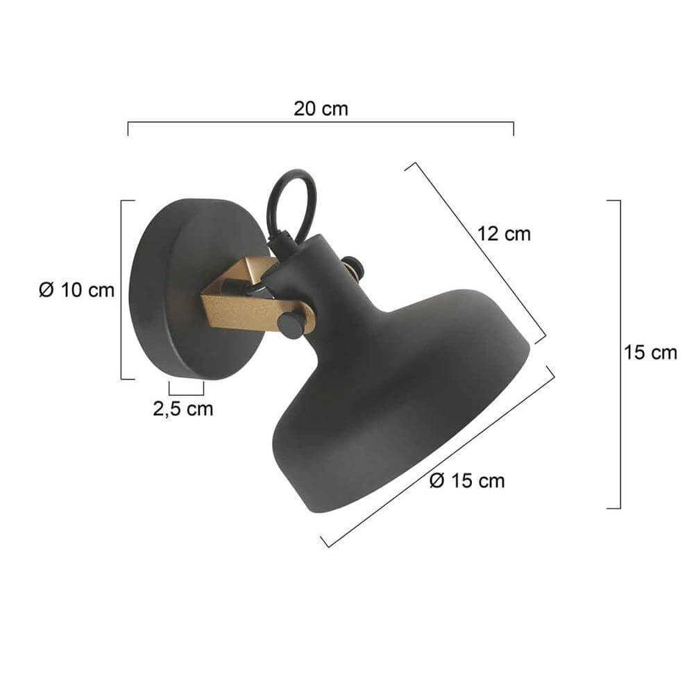 Wall lamp Prato black with gold Steinhauer 8712746176377