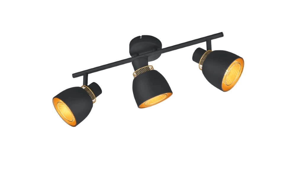 Black ceiling lamp Punch 3-light