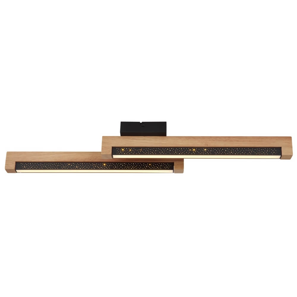 Sleek ceiling lamp Starla black with wood 70cm Globo 9007371453290