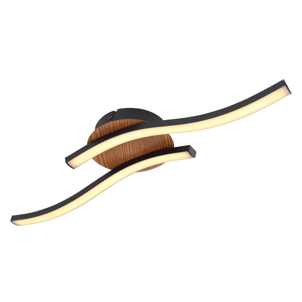 Black ceiling lamp Evita with wood