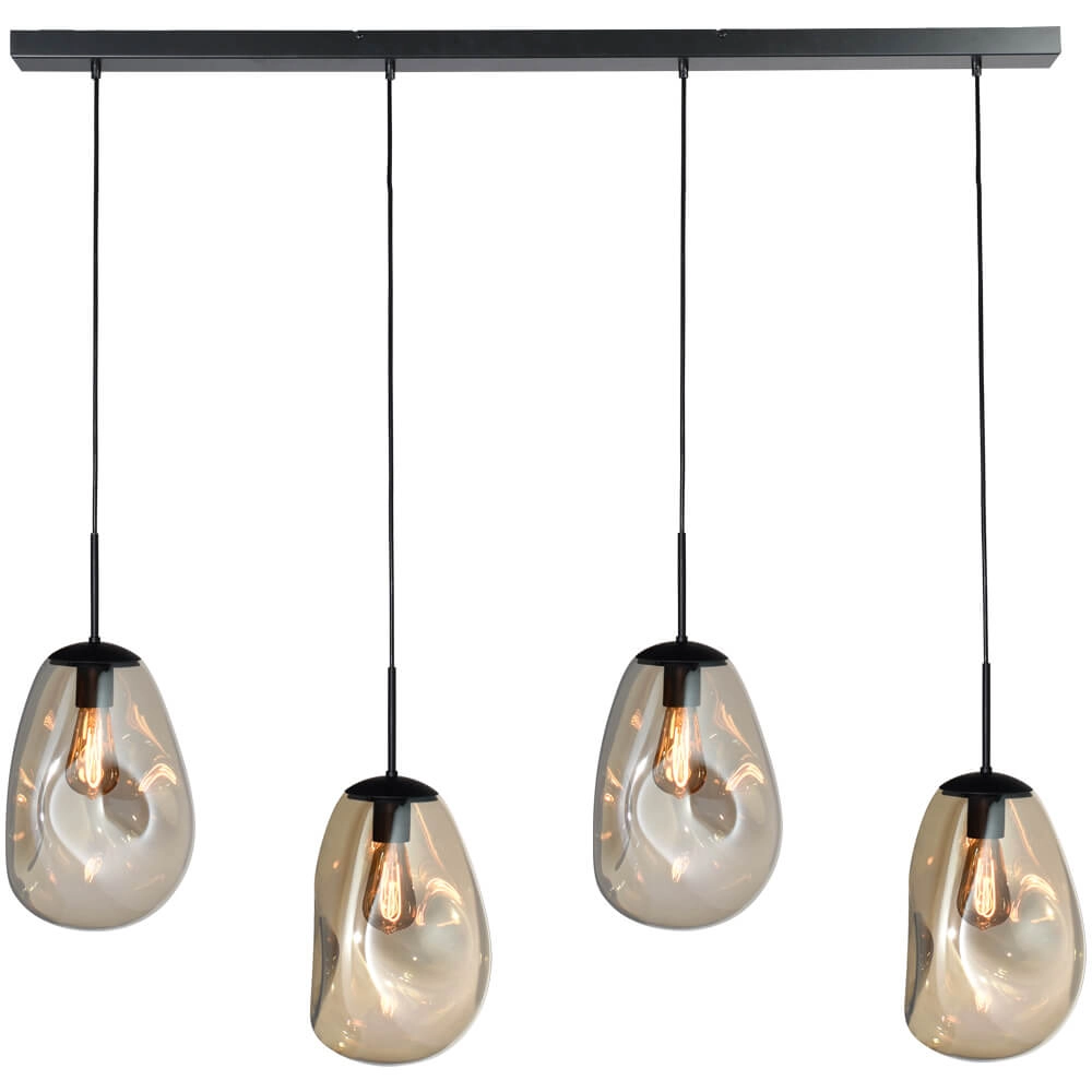 Hanging lamp Lava 4x gold glass Ø 22.5cm