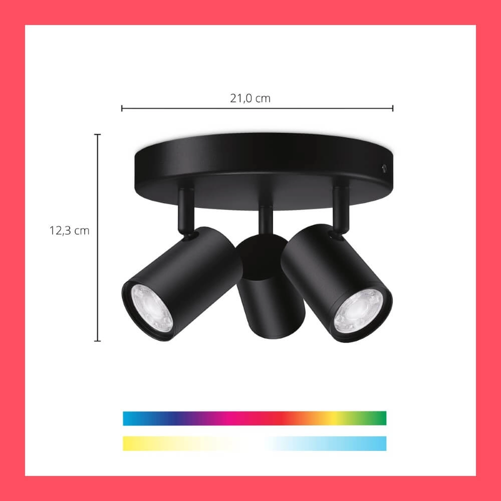 3-light surface-mounted spotlight Imageo smart - black WiZ 8719514554535