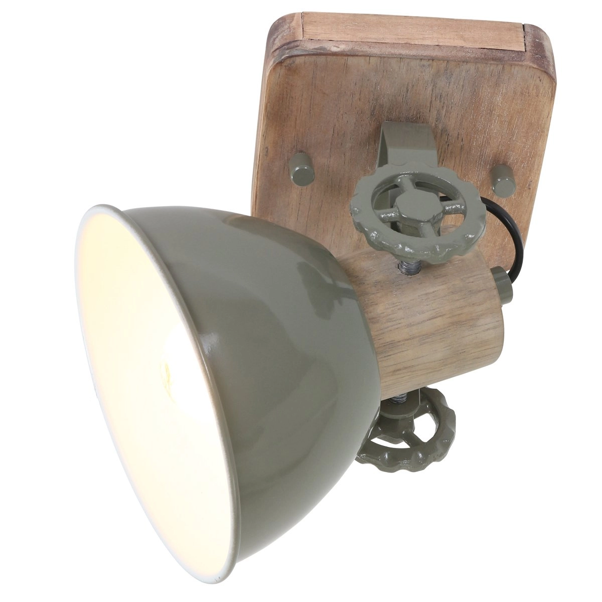 Retro wall lamp Gearwood Retro green with wood brown Steinhauer 8712746122701