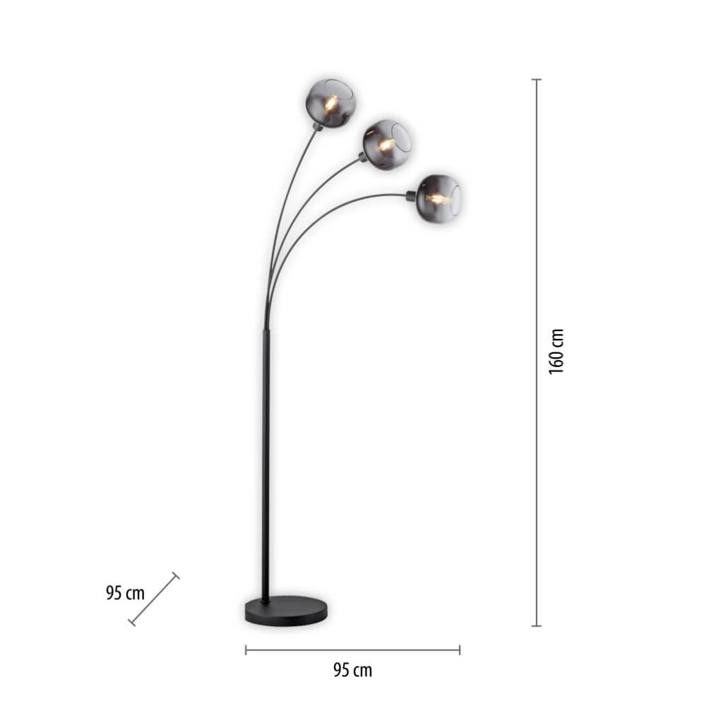 Black floor lamp Zea 3-light Just Light 4043689993764
