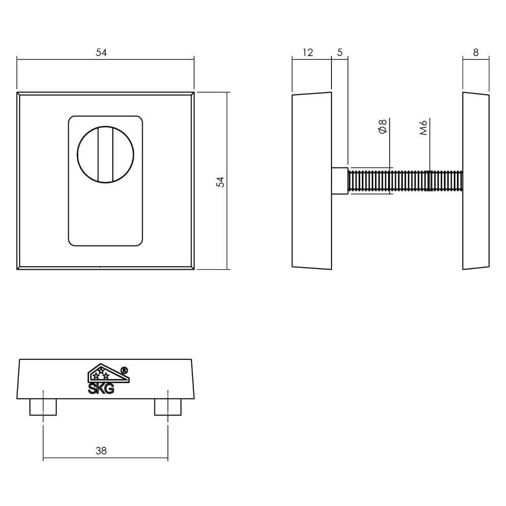 Rear door hardware set Jura square stainless steel Intersteel 8714186697122