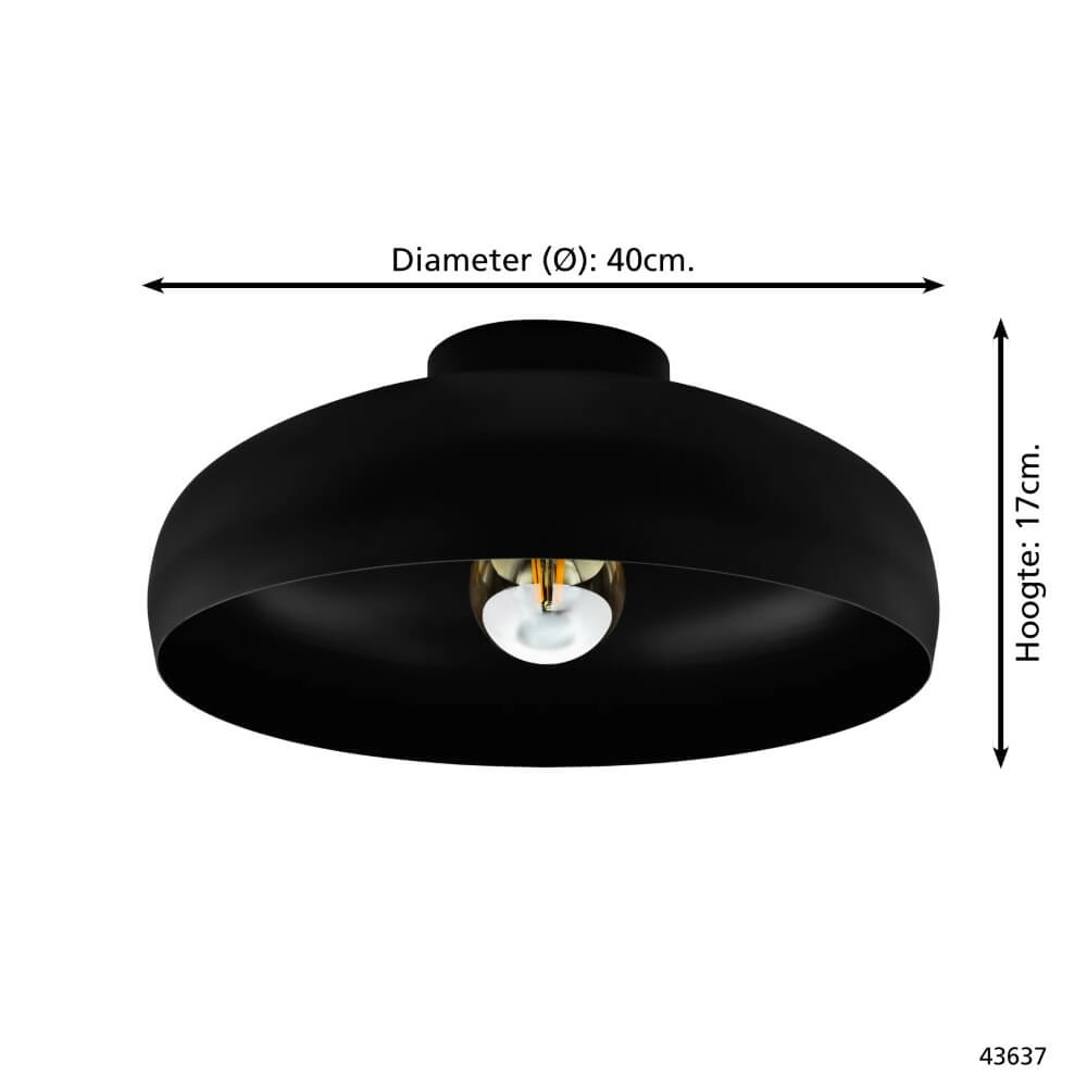 Bedroom ceiling lamp Mogano black Ø 40cm Eglo 9002759436377