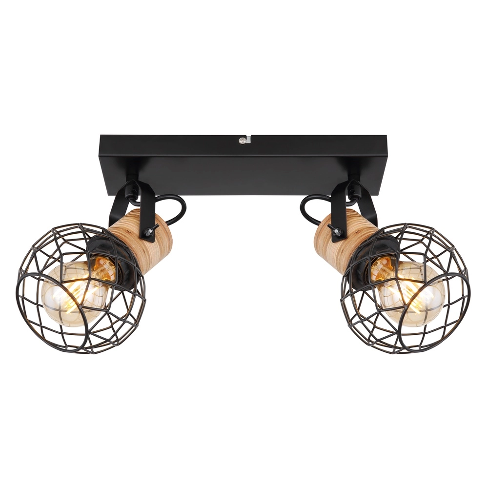 Wall lamp Lacky 2-light black Globo 9007371417360
