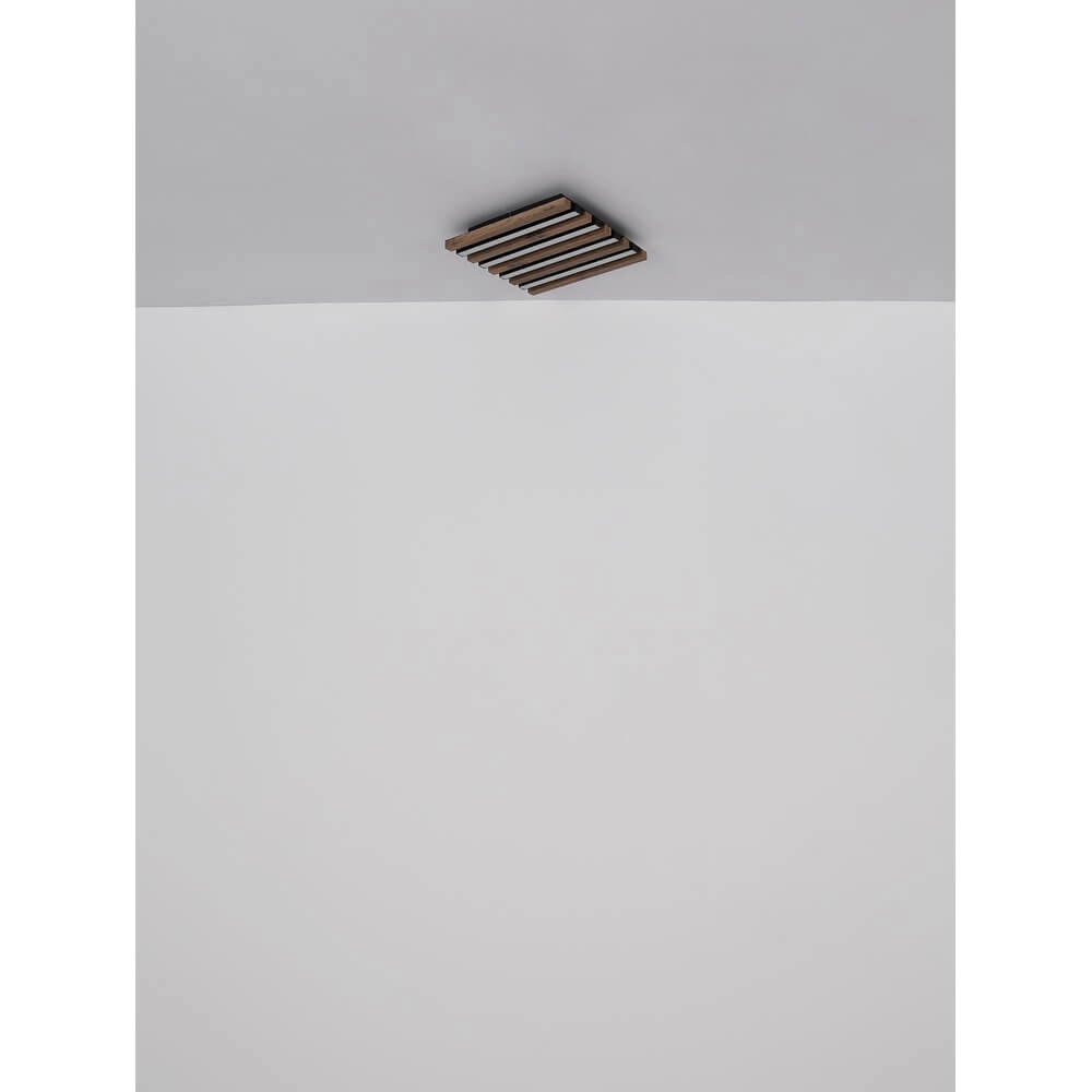 Ceiling lamp Hayden black with wood square 30cm Globo 9007371507641