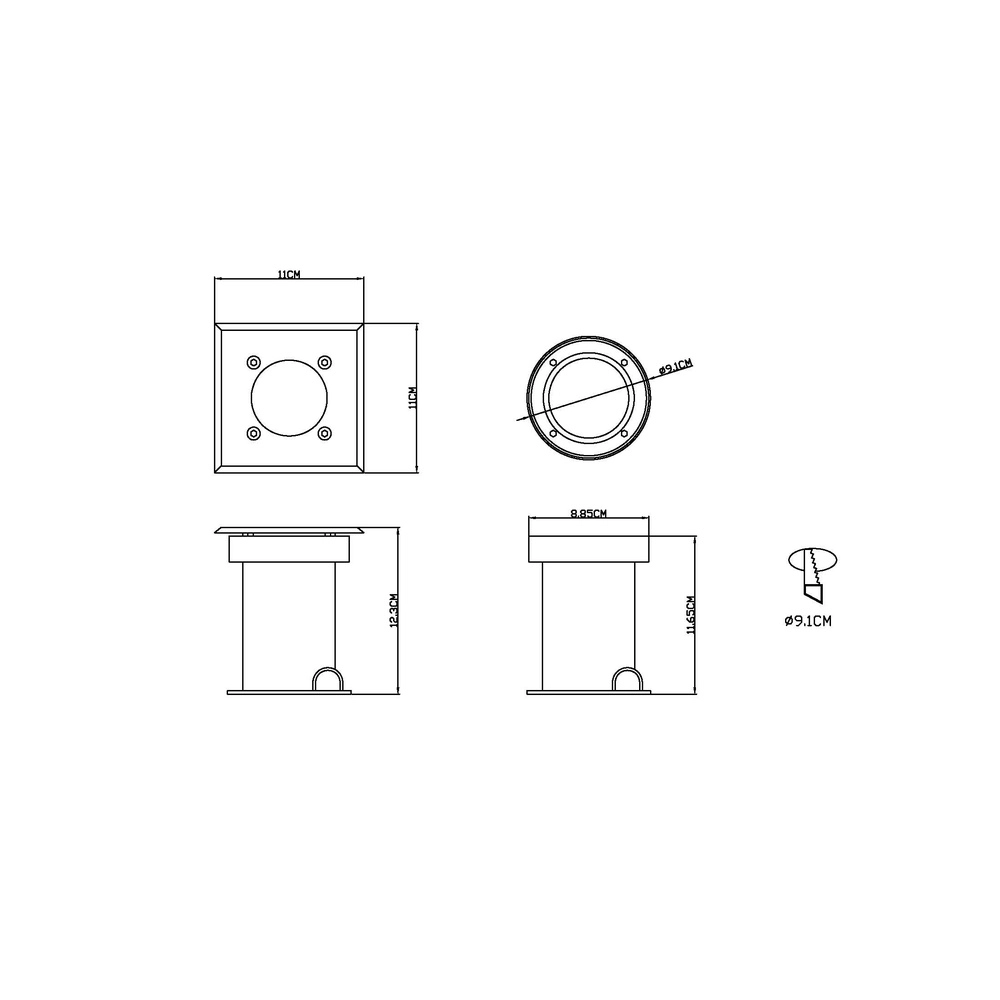 Ground spot Style II square stainless steel Globo 9007371327546