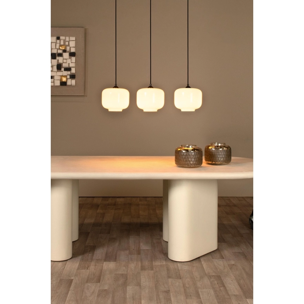 Hanging lamp straight Medine 3-light black with opal Lucide 5411212461001