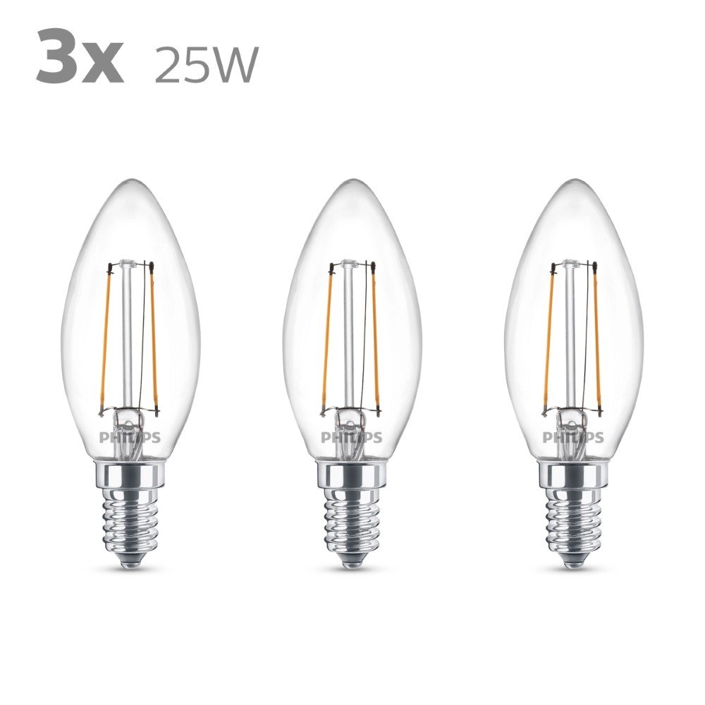 2W - E14 - 2700K - 250 lumen set with 3pcs Philips 8718699782030