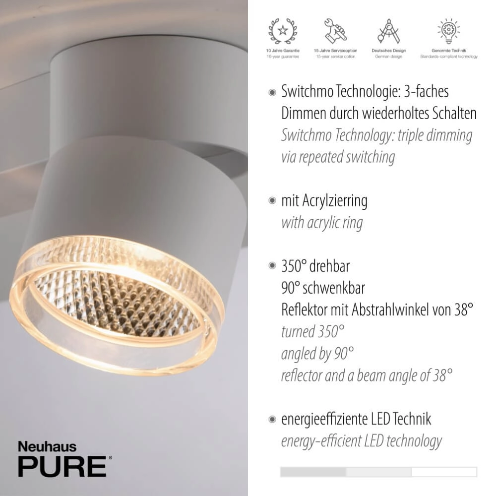 White ceiling lamp Pure Nola 2-light Paul Neuhaus 4012248374542