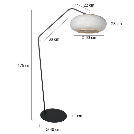 Black floor lamp Zig-Zag with white shade Ø60cm Steinhauer 8712746185362