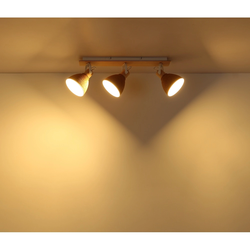 Ceiling lamp Lyndon 3-light white with rattan Globo 9007371586745