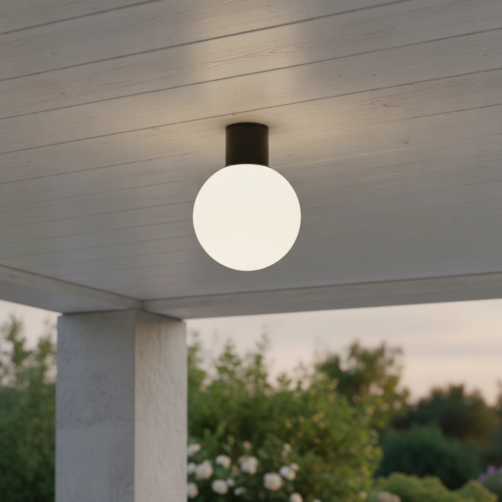 Ceiling lamp Spix anthracite with white convex glass