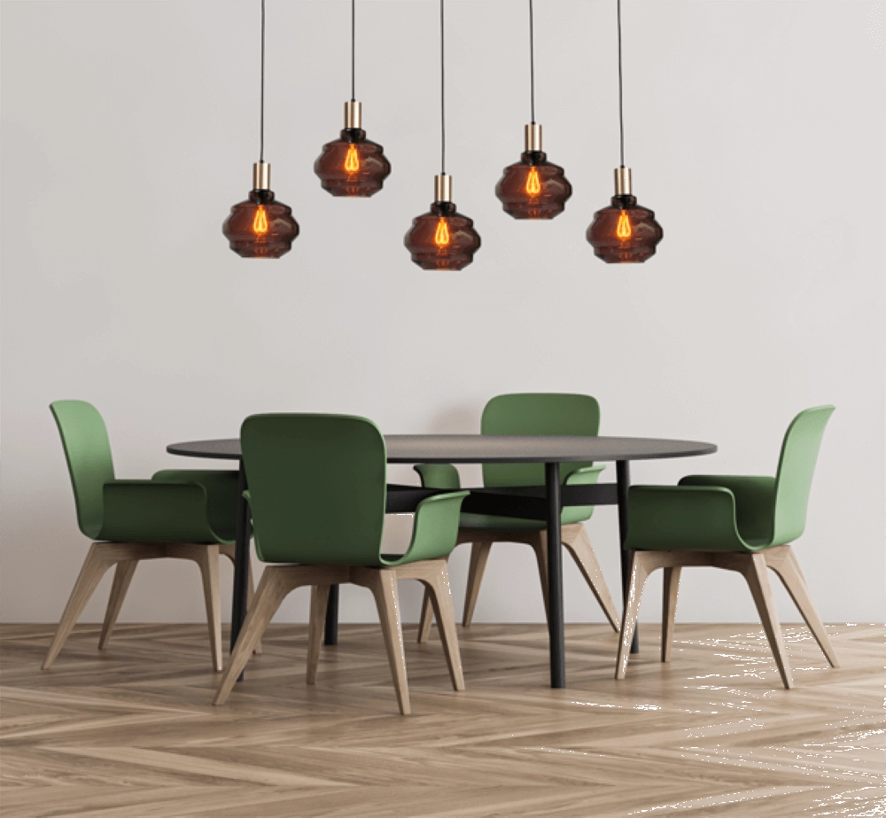 5-light hanging lamp - gold - Porto with Ball red glasses - Ø 24cm Masterlight 8718121270128