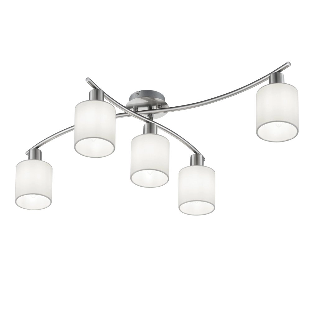 Ceiling light Garda 5-light nickel matt with white
