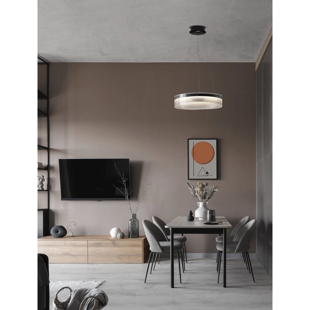 Design pendant lamp Pauline black with glass Ø 55cm Lyora 5212017445377