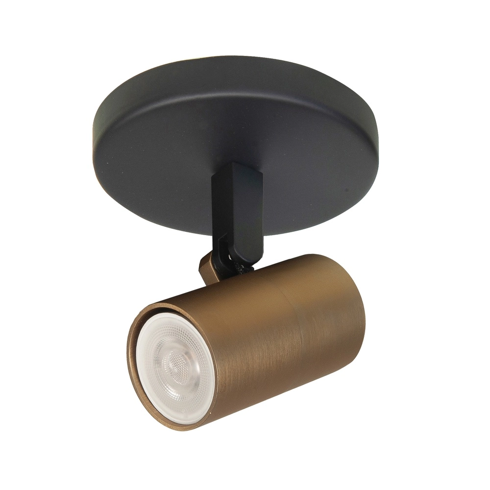 Surface-mounted spot Piccolo Black with brass ankle
