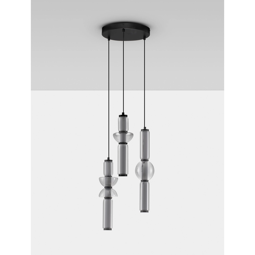 Design pendant lamp Ulon 3-light smoke glass Lyora 5212017474193