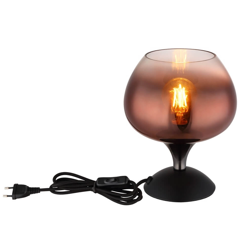 Black table lamp Maxy with red glass Ø 15cm Globo 9007371462148