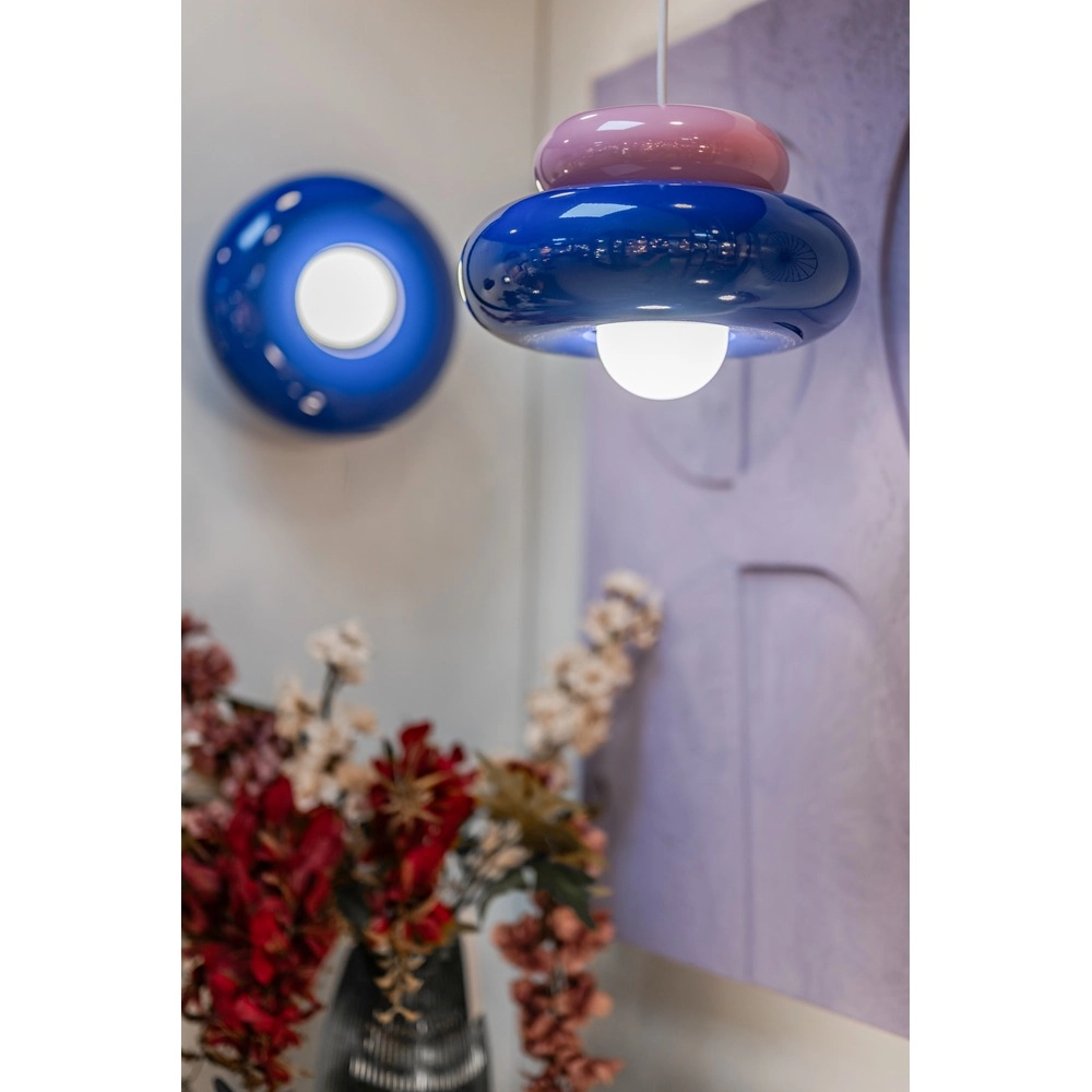 Design pendant lamp Torchiarolo pink with blue