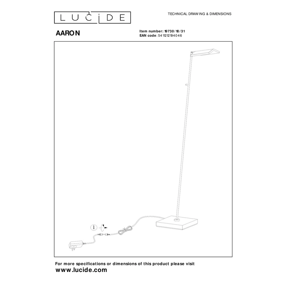 Led reading lamp Aaron Design White Lucide 5411212194046