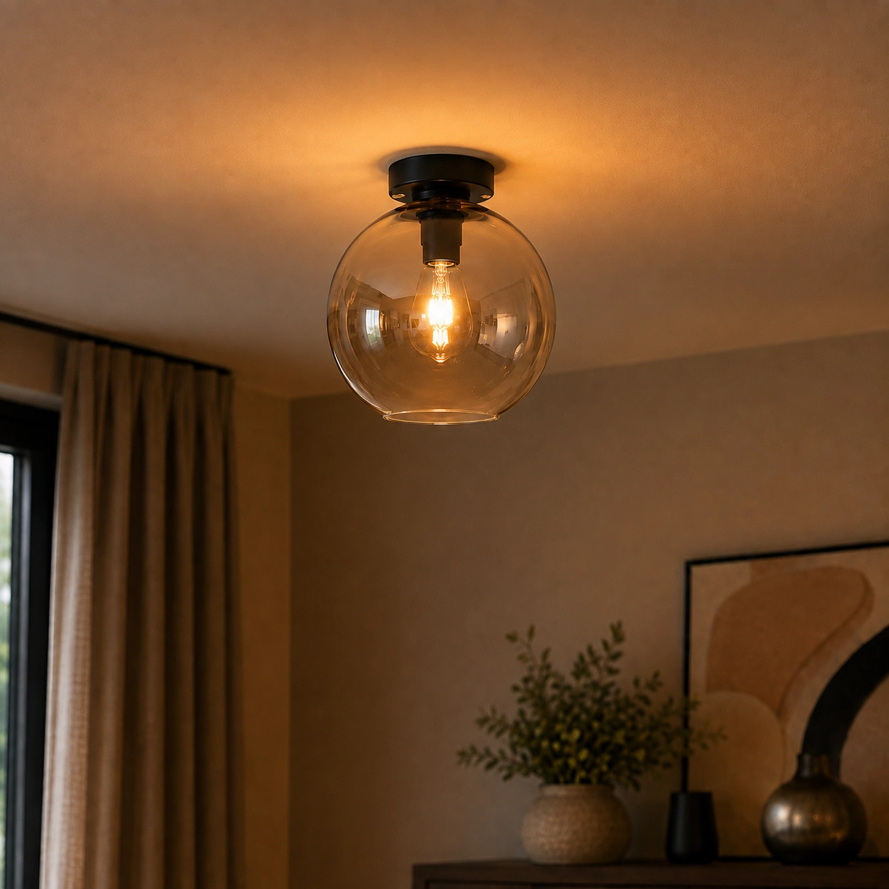 Ceiling light Marino with amber glass Ø 25cm