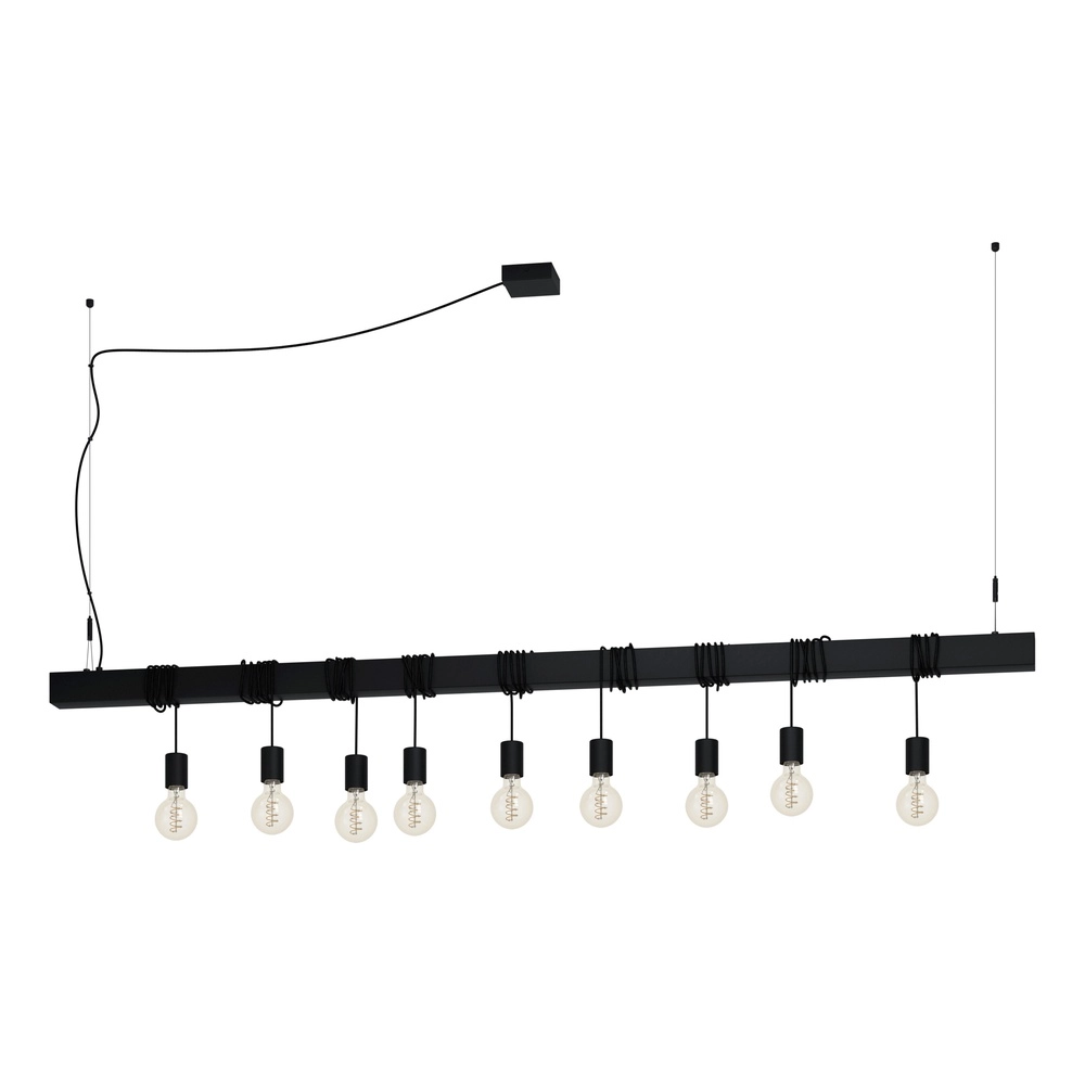 9-light pendant lamp Townshend-B black - dining table