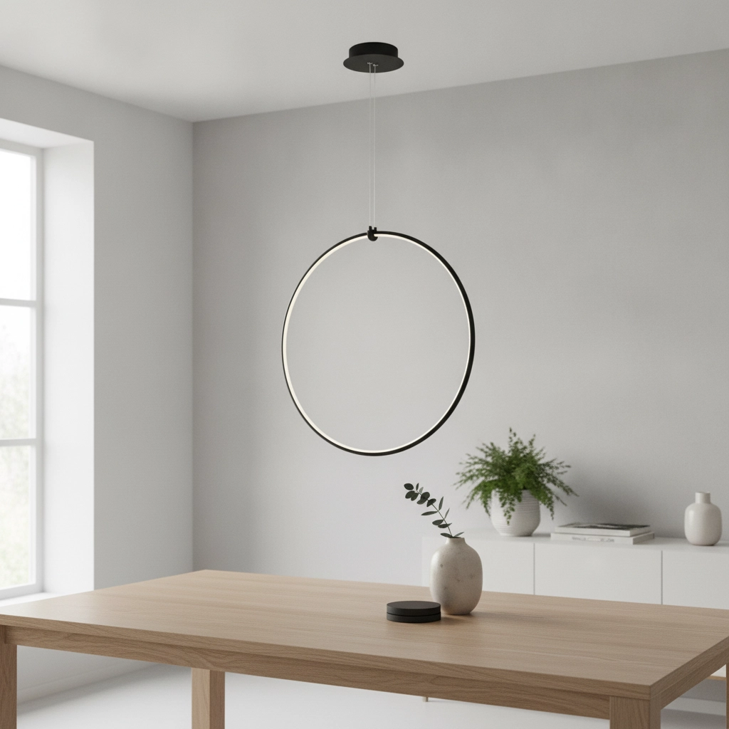 Pendant lamp Ring black Ø 68cm