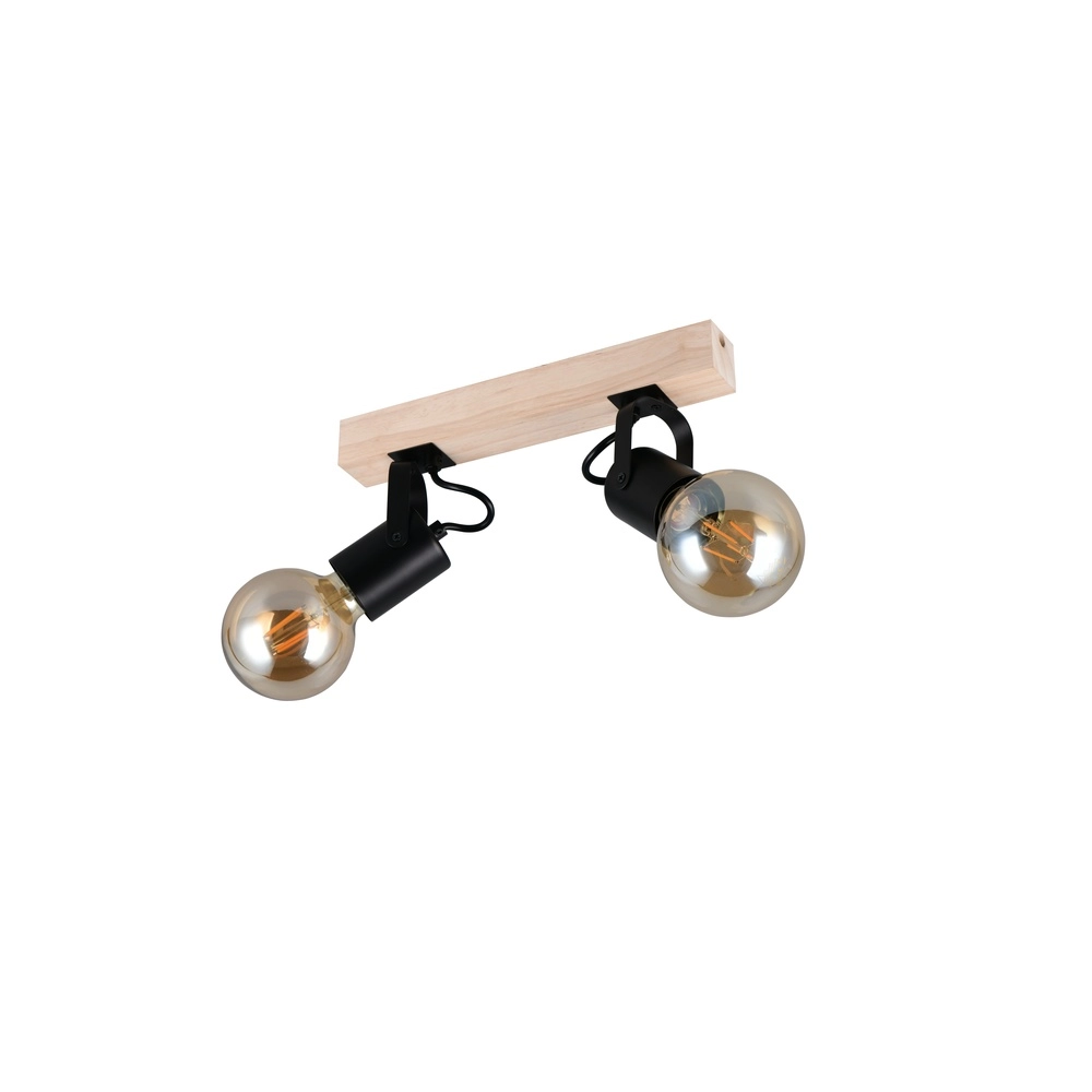 Double ceiling light Lynar black with wood Trio 4017807670721