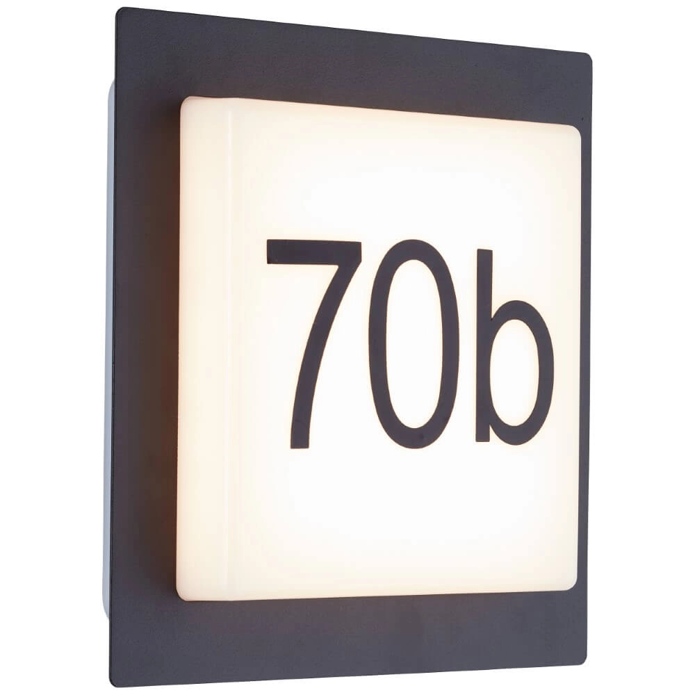 Black façade lamp Sten with house number