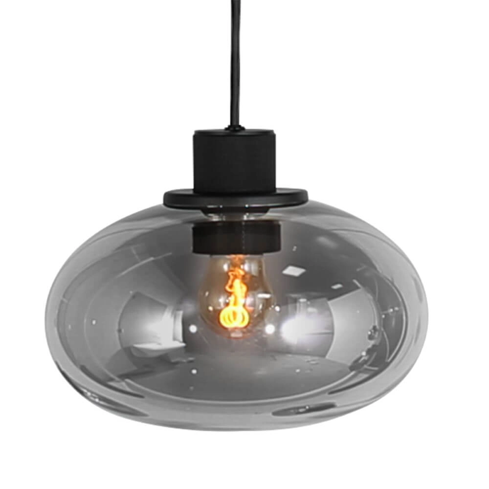 Dining table hanging lamp Reflexion black with smoked glass Steinhauer 8712746172959