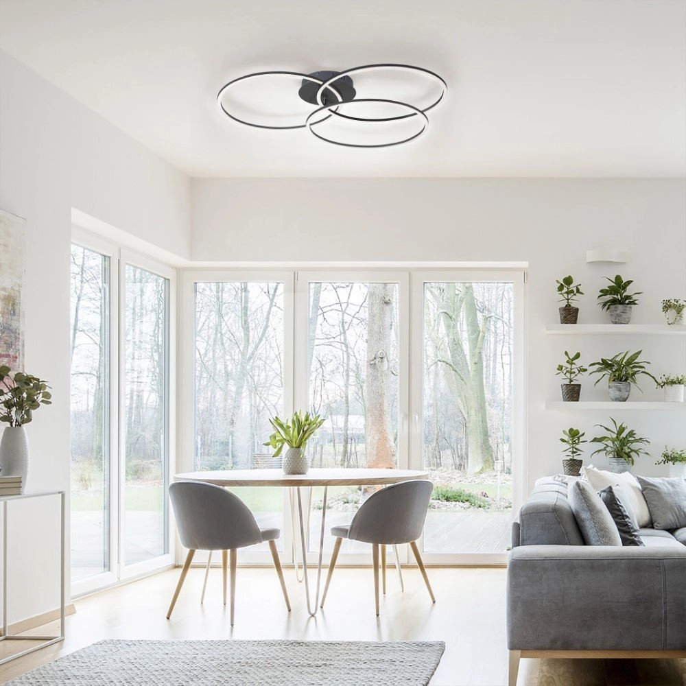 Modern ceiling lamp Ivanka 3-ring black Just Light 4043689970567