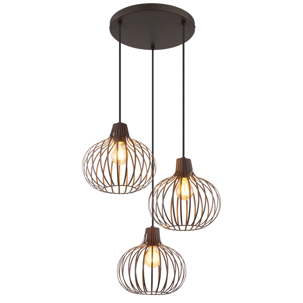 Design pendant lamp Mateo 3-light rust briun