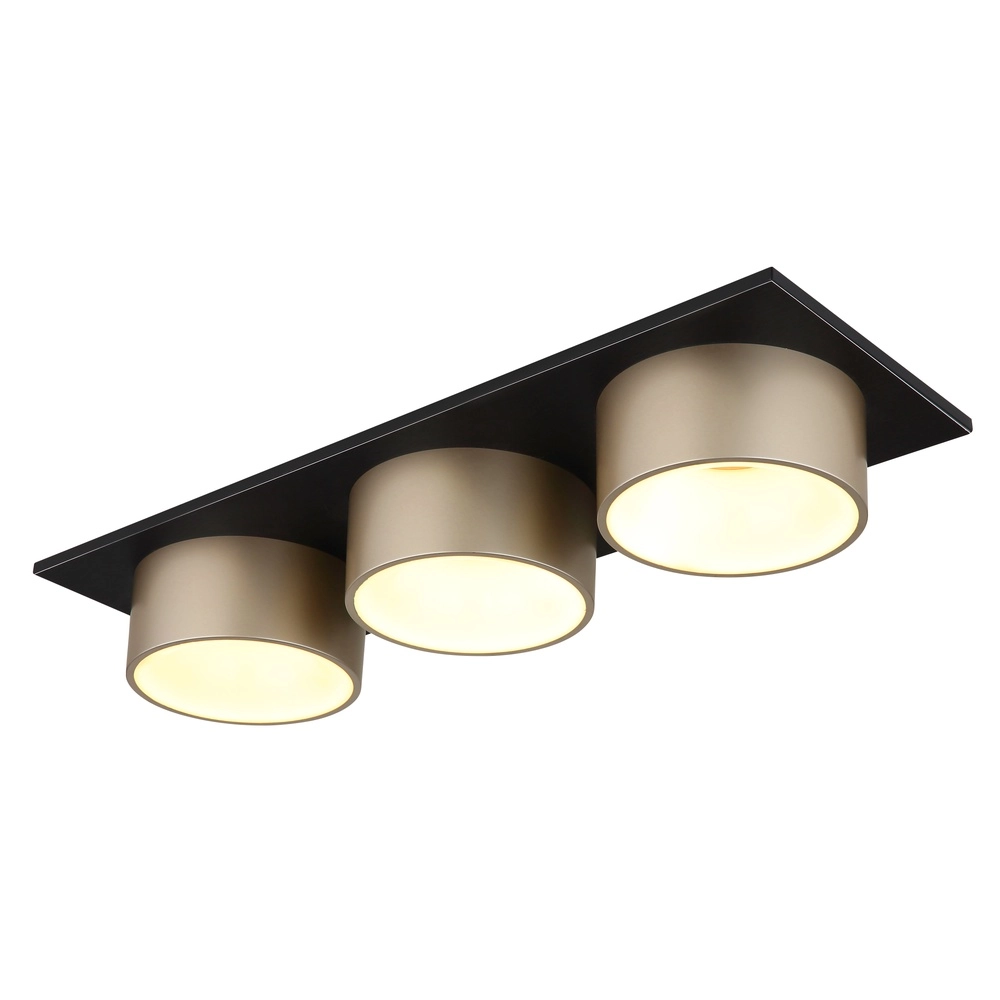 3-light ceiling lamp Raymond black with champagne