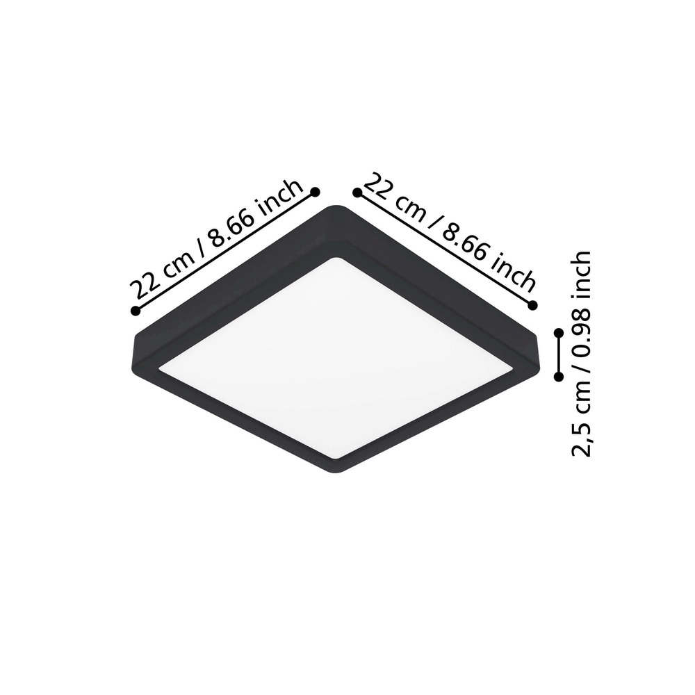Led ceiling light Fueva 6 Square - Black - 22x22cm Eglo 9008606330119