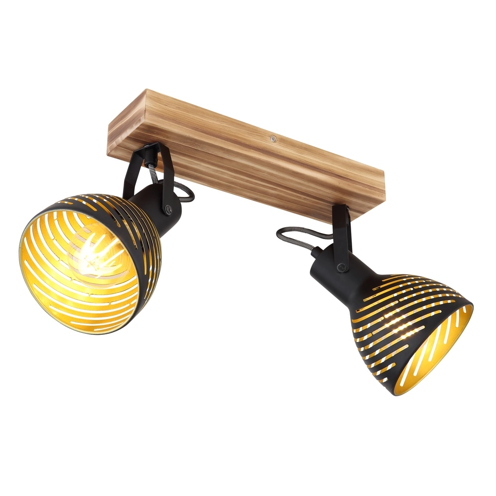 Ceiling lamp Lenna 2-light wood with black