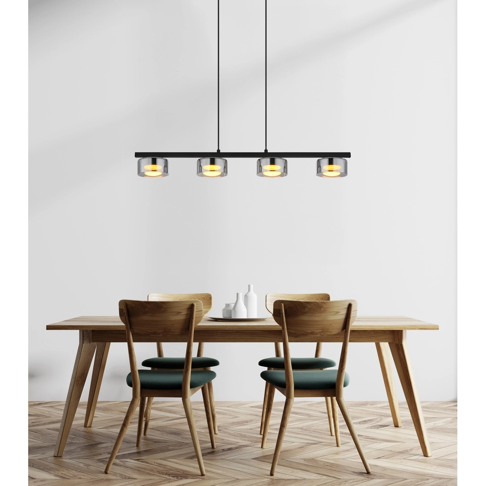 Design pendant lamp Higgins 4-light black Globo 9007371525829