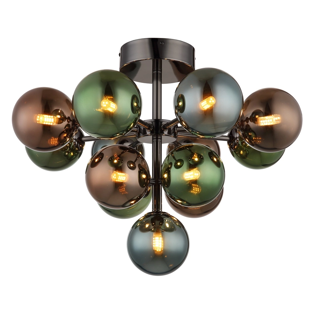 Gunmetal ceiling lamp Grappy Colored glass