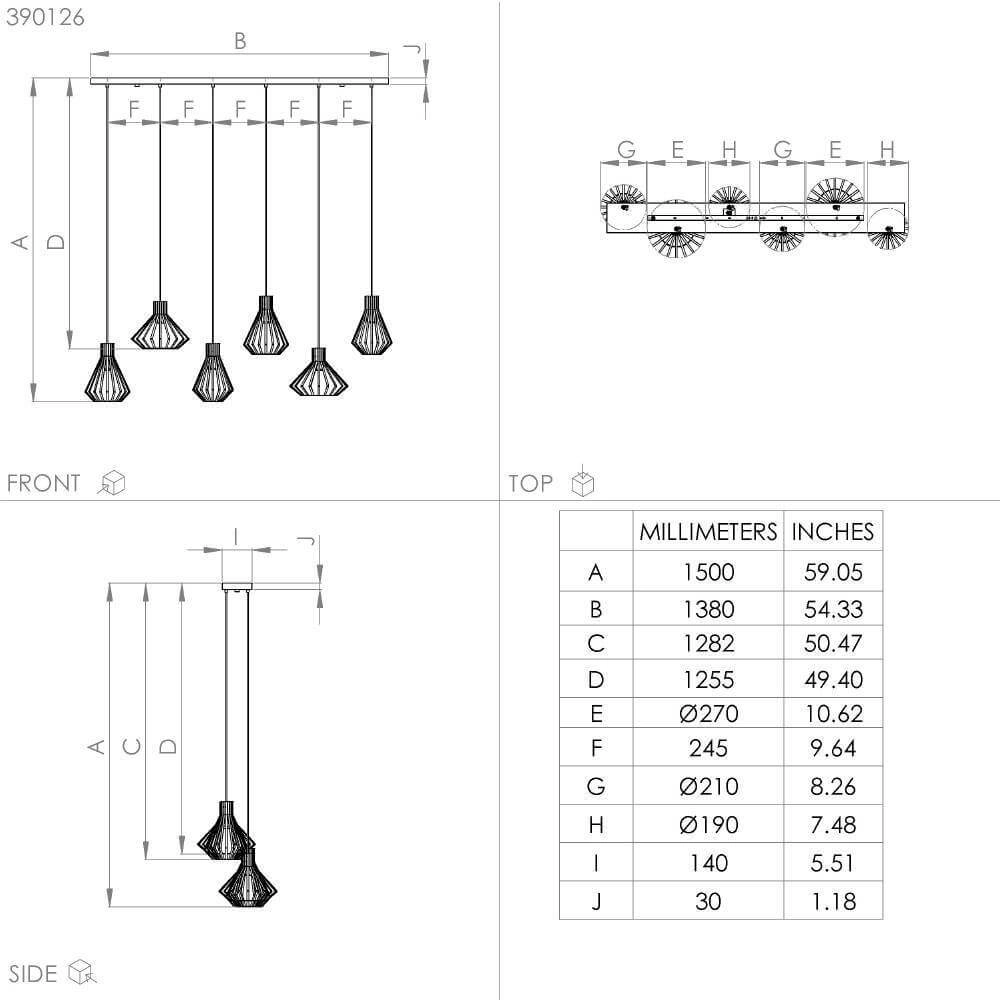 Wire hanging lamp Basidano 6x E27 Stars of Light 9008606239030
