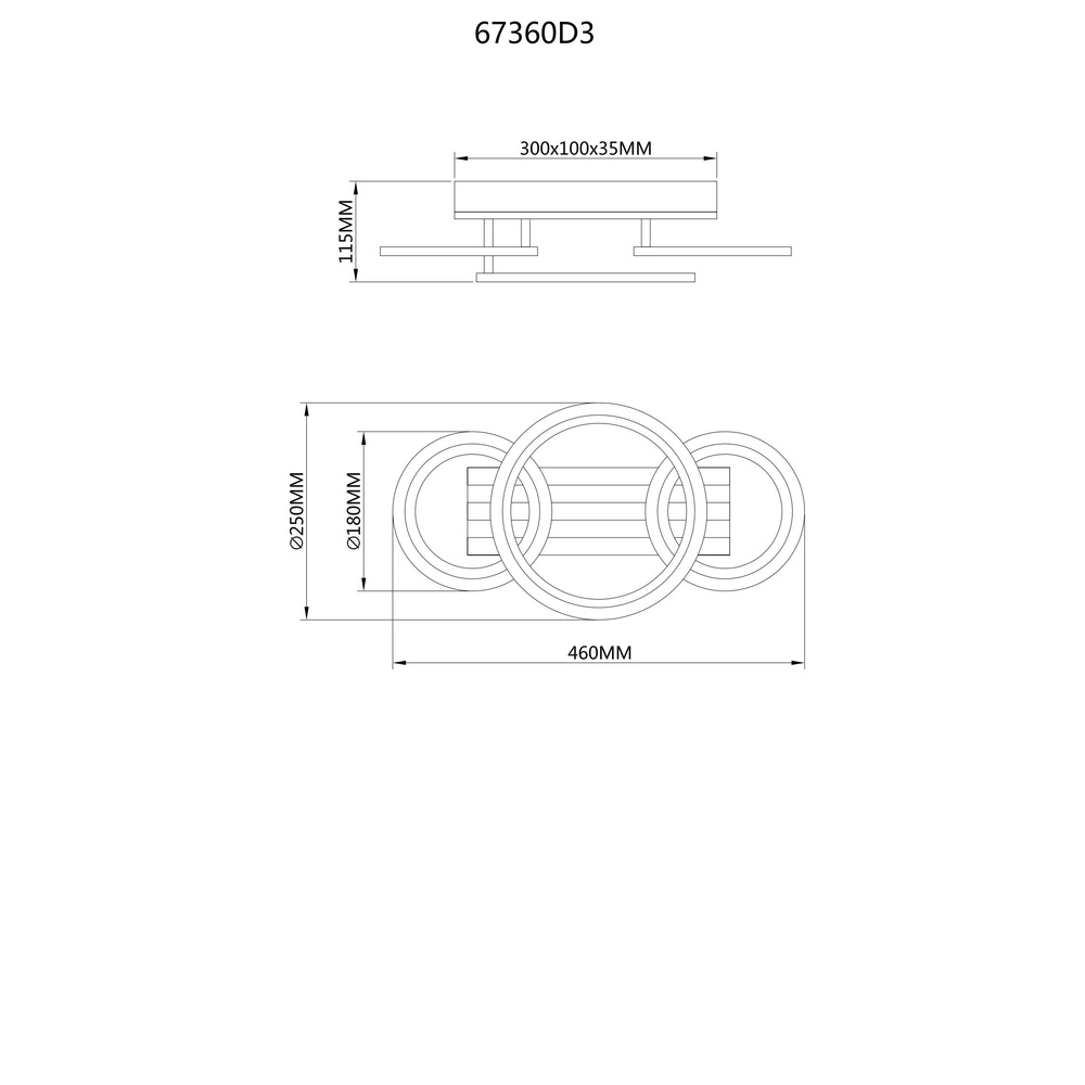 Ceiling lamp Blevins Black with wood 3 rings Globo 9007371575169